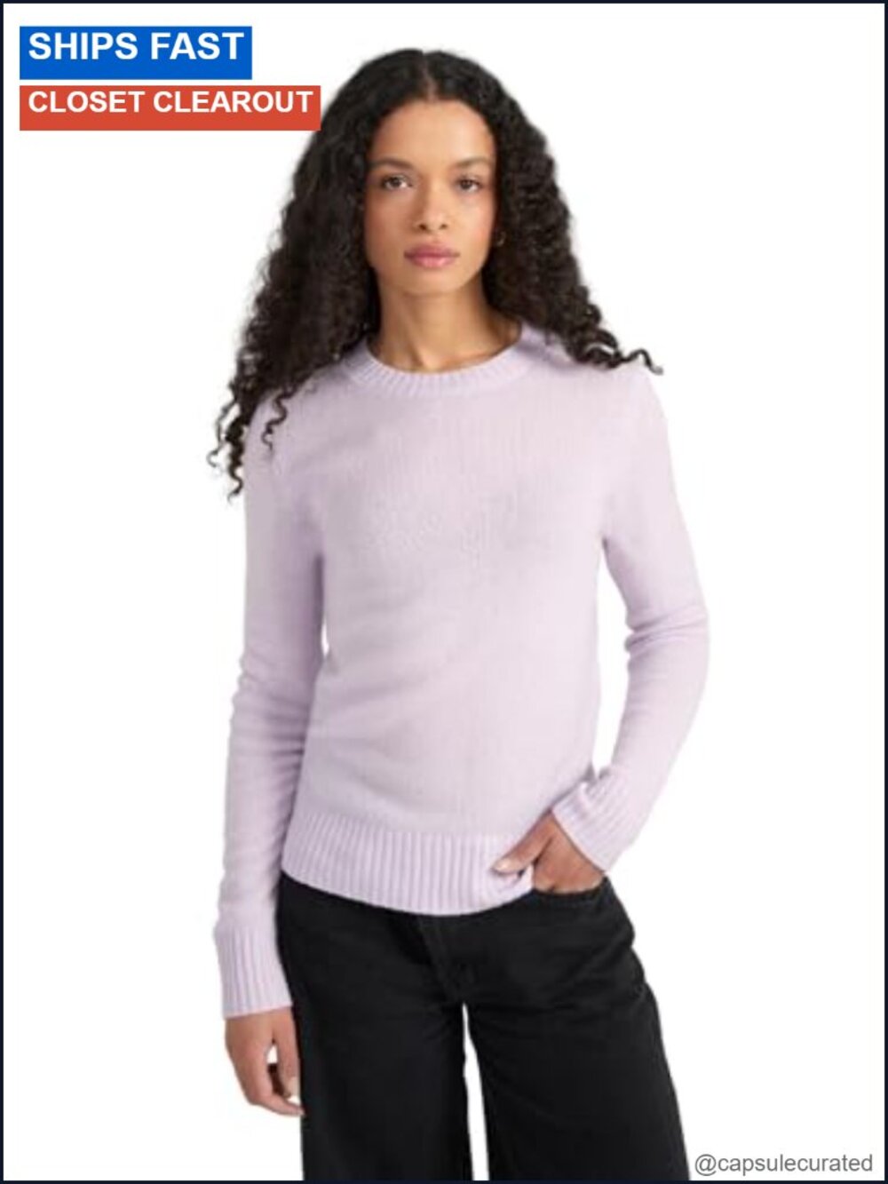 100% Cashmere Crew Neck Long Sleeve Sweater Women's Pullover